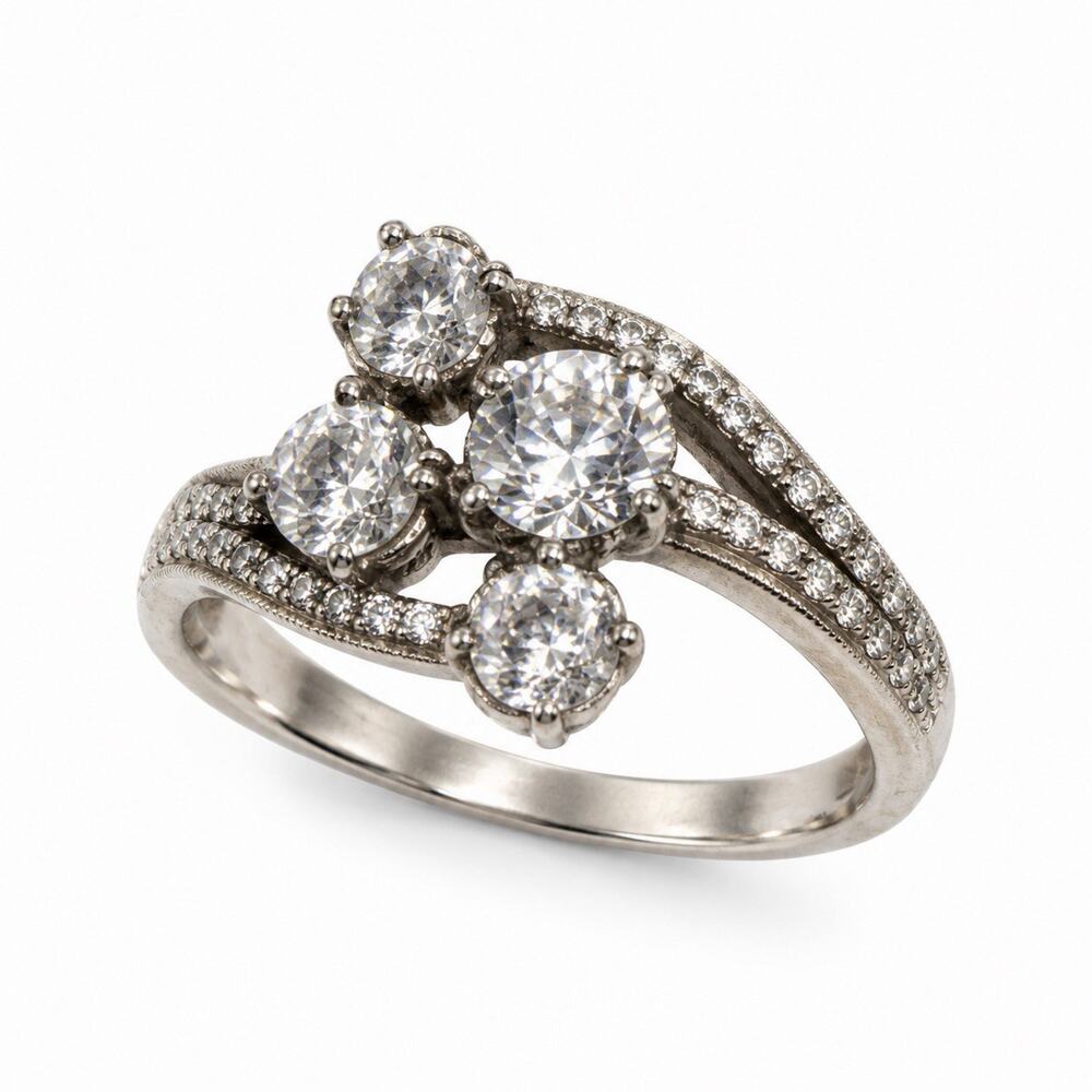 Elegant Shiny 925 Sterling Silver Cz Ring Size 7